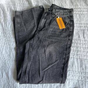 Womens Myoursa Wide Leg Black Denim Jeans